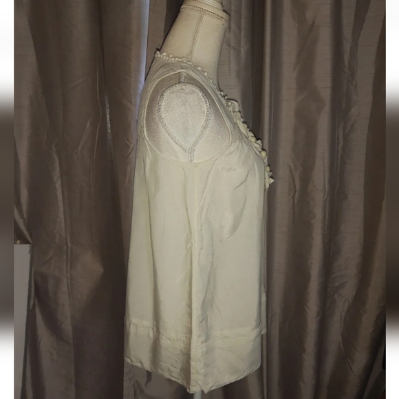Cream Sleeveless Coquette Blouse NEXT UK 10 Broderie Anglaise Trim Ball Buttons. - Picture 6 of 11